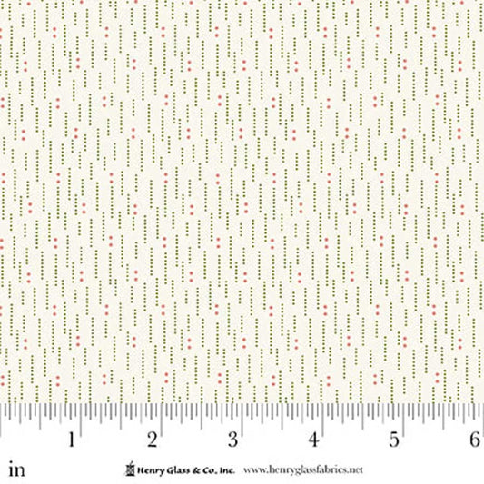 Seasonal Shirtings Green Pink Dotted Lines 2570-26 by Stacy West for Henry Glass Fabrics (sold in 25cm increments)