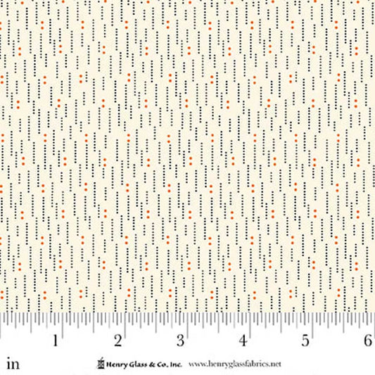 Seasonal Shirtings Black Orange Dotted Lines 2570-39 by Stacy West for Henry Glass Fabrics (sold in 25cm increments)