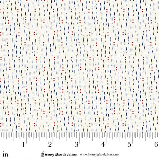 Seasonal Shirtings Blue Red Dotted Lines 2570-81 by Stacy West for Henry Glass Fabrics (sold in 25cm increments)