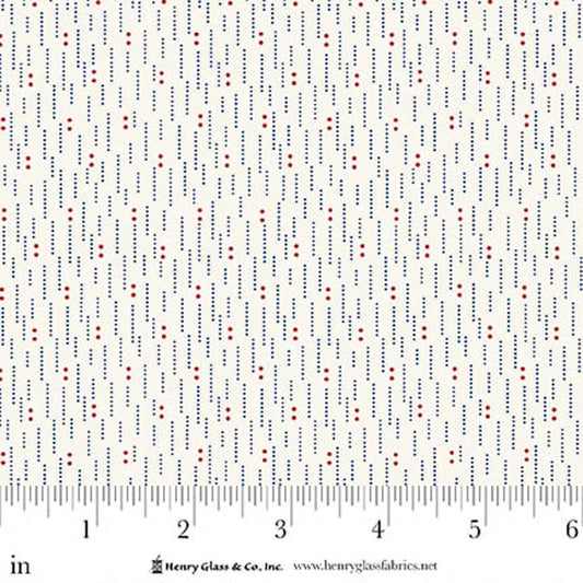 Seasonal Shirtings Blue Red Dotted Lines 2570-81 by Stacy West for Henry Glass Fabrics (sold in 25cm increments)