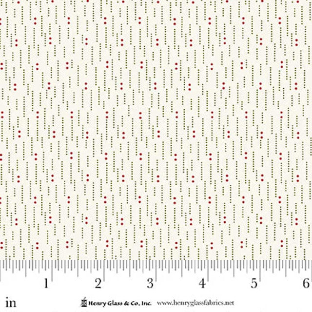 Seasonal Shirtings Green Red Dotted Lines 2570-86 by Stacy West for Henry Glass Fabrics (sold in 25cm increments)