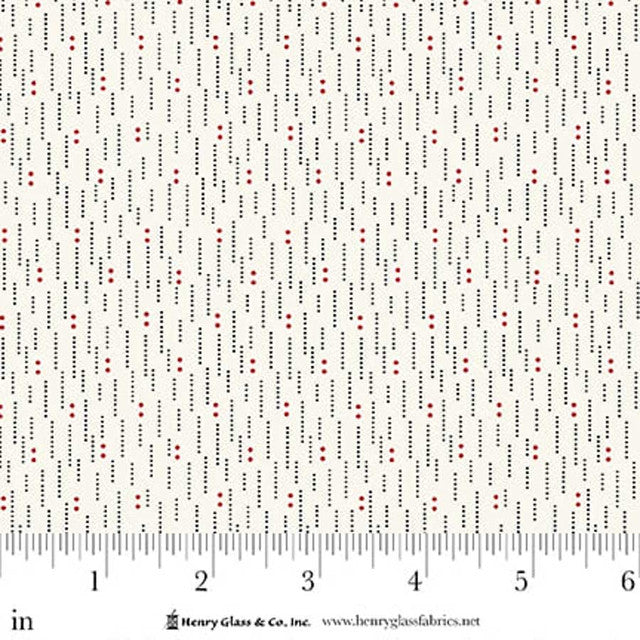 Seasonal Shirtings Black Red Dotted Lines 2570-89 by Stacy West for Henry Glass Fabrics (sold in 25cm increments)