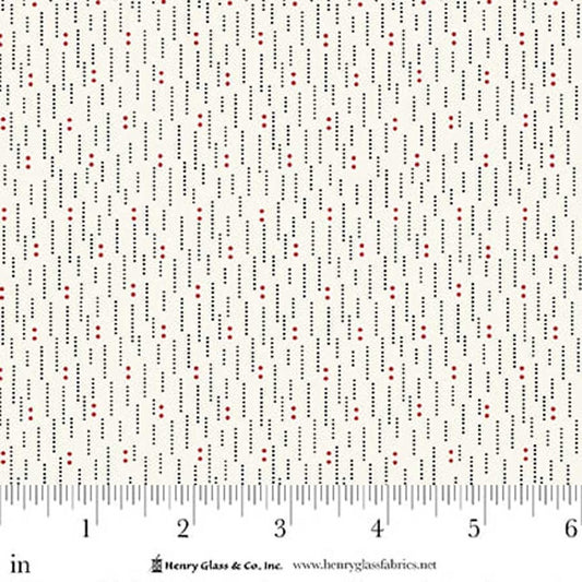 Seasonal Shirtings Black Red Dotted Lines 2570-89 by Stacy West for Henry Glass Fabrics (sold in 25cm increments)