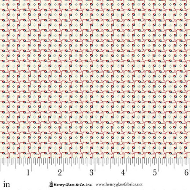 Seasonal Shirtings Red Blue Triangles 2572-87 by Stacy West for Henry Glass Fabrics (sold in 25cm increments)