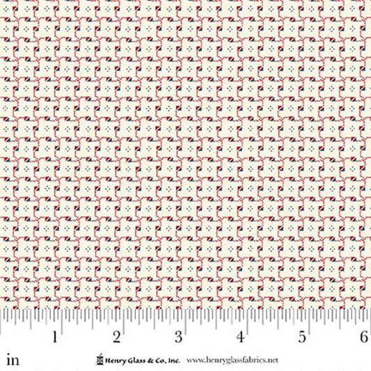 Seasonal Shirtings Red Blue Triangles 2572-87 by Stacy West for Henry Glass Fabrics (sold in 25cm increments)