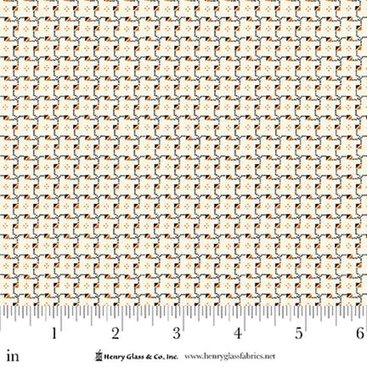 Seasonal Shirtings Black Orange Triangles 2572-93 by Stacy West for Henry Glass Fabrics (sold in 25cm increments)