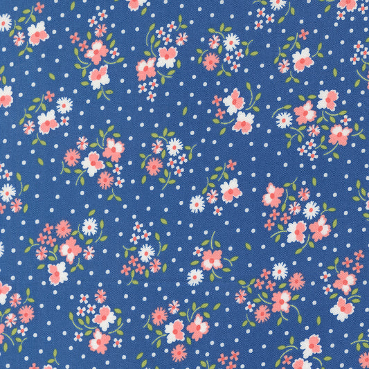 Cali & Co Cobalt Flower Dot M2919021 by Coriander Quilts for Moda Fabrics (sold in 25cm increments)