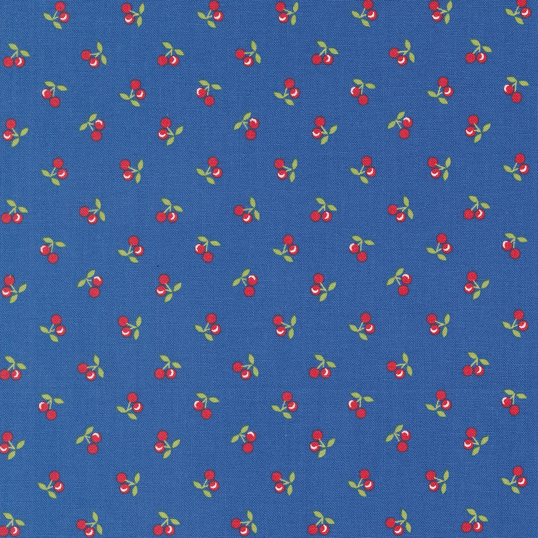 Cali & Co Cobalt Cherries M2919421 by Coriander Quilts for Moda Fabrics (sold in 25cm increments)