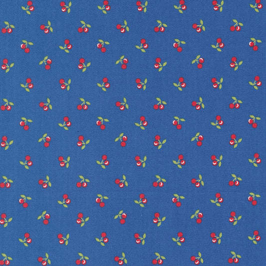 Cali & Co Cobalt Cherries M2919421 by Coriander Quilts for Moda Fabrics (sold in 25cm increments)