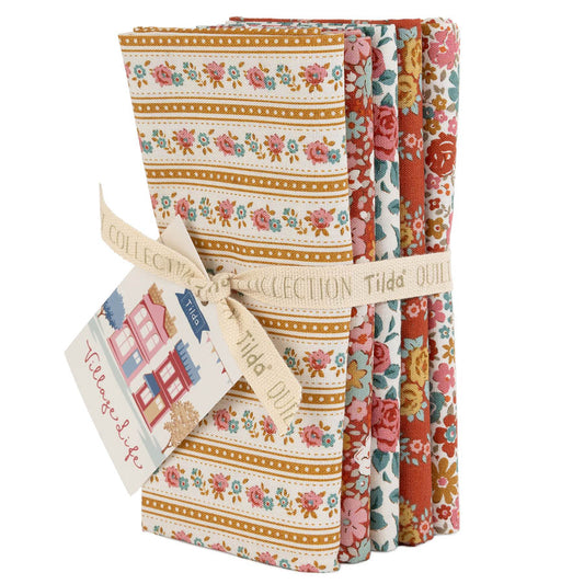 Tilda Village Life Rust/Ochre Fat Quarter Bundle by Tilda