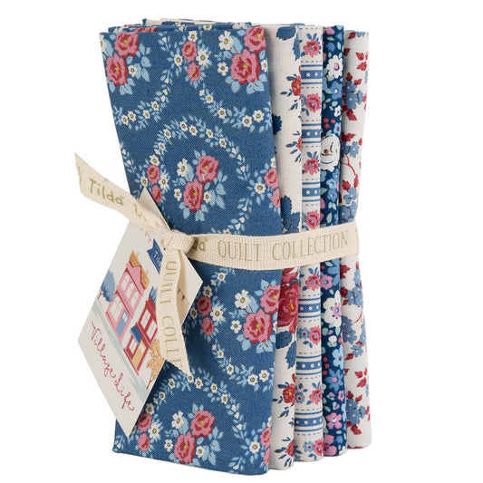 Tilda Village Life Blue Fat Quarter Bundle by Tilda