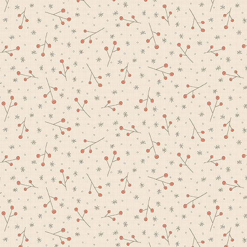 Down Tinsel Lane Cream Berry Stalks 3212-44 by Anni Downs for Henry Glass Fabrics (sold in 25cm increments)