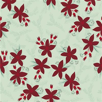 Yuletide Poinsettias Light Mint by Meags and Me (sold in 25cm increments)