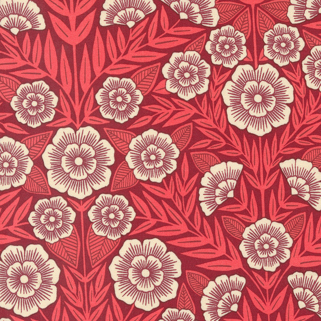 Flower Press Crimson Florals By Katharine Watson Of Moda Fabrics Sold