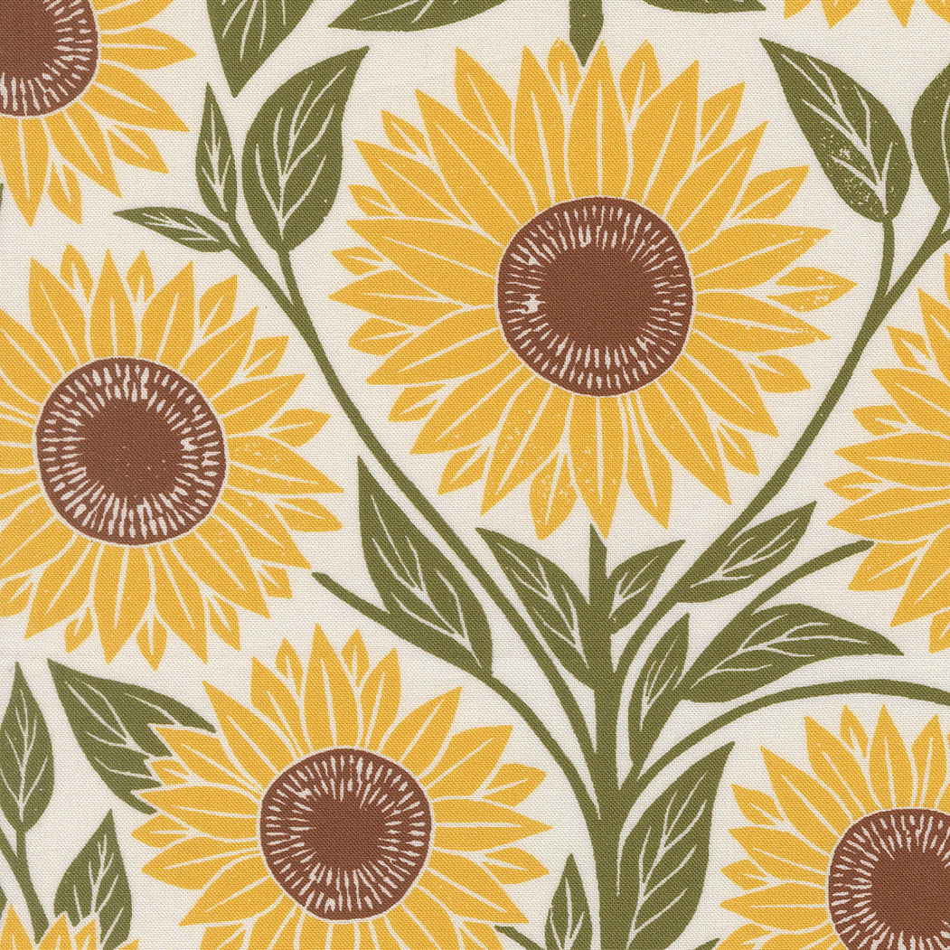 Garden Series Sunflower Cream M332011 by Katharine Watson for Moda Fabrics (sold in 25cm increments)