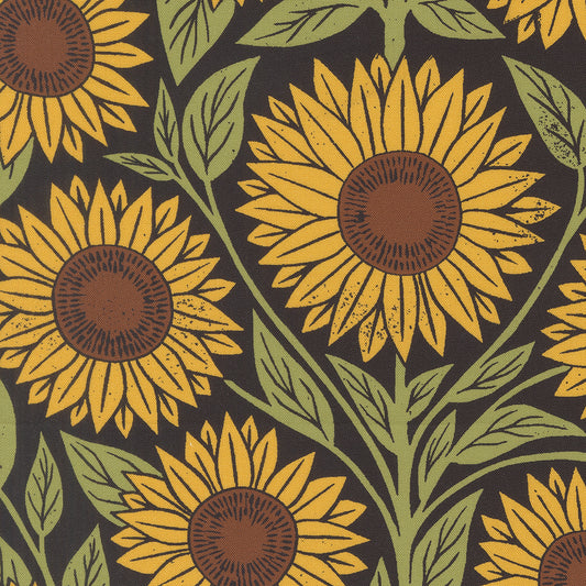 Garden Series Sunflower Black M332017 by Katharine Watson for Moda Fabrics (sold in 25cm increments)