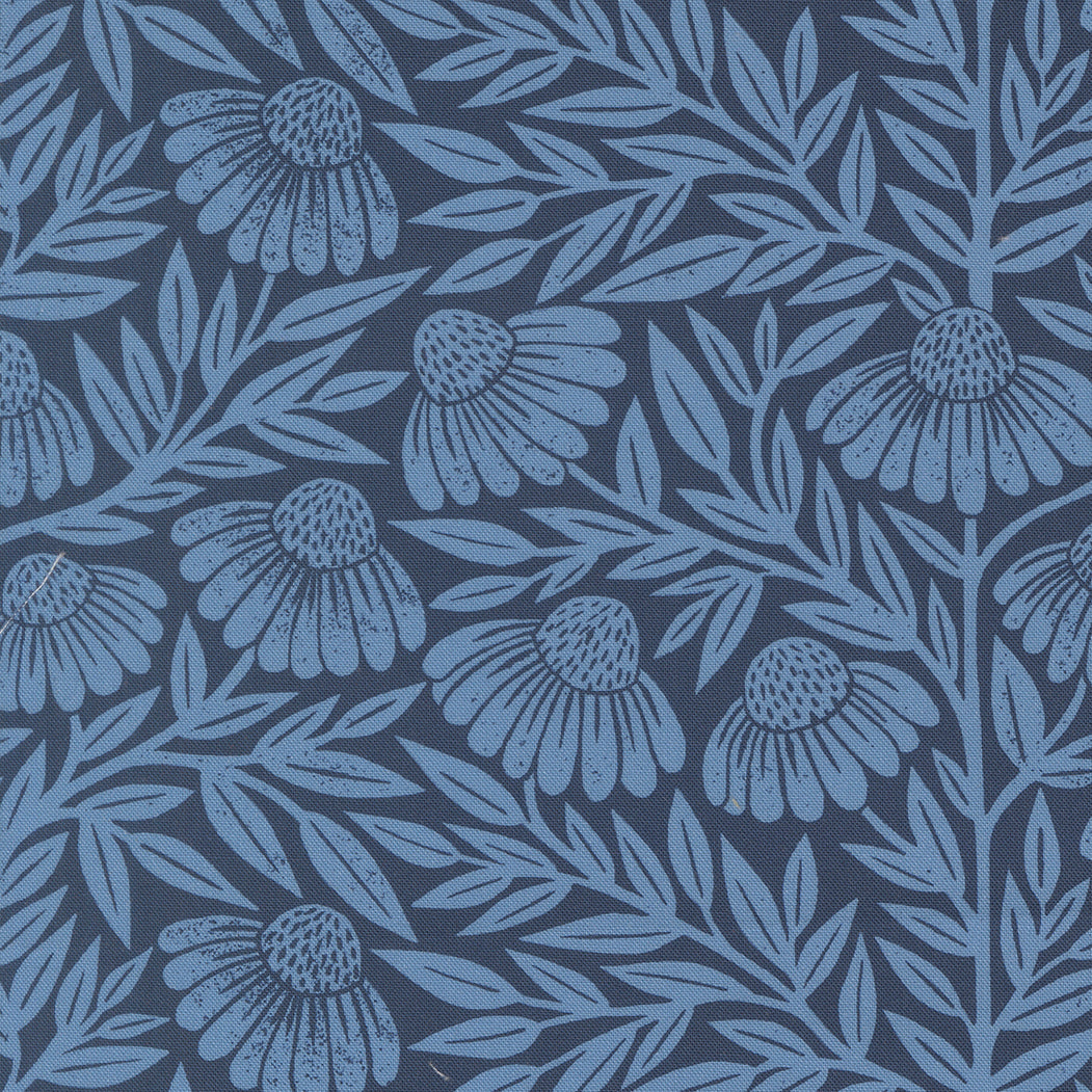 Garden Series Echinacea Dark Blue M332215 by Katharine Watson for Moda Fabrics (sold in 25cm increments)
