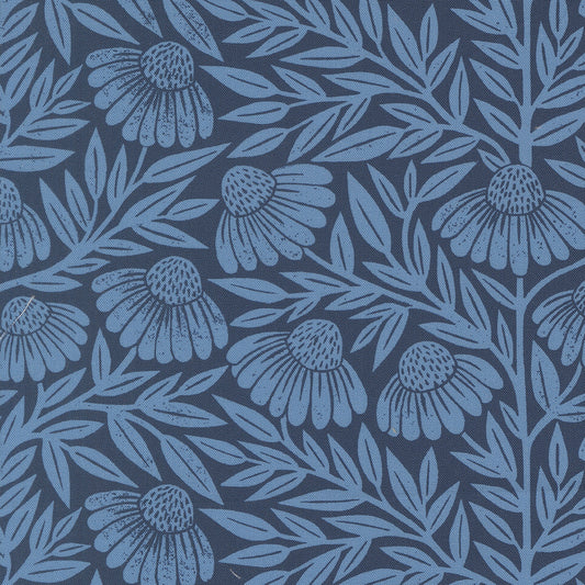Garden Series Echinacea Dark Blue M332215 by Katharine Watson for Moda Fabrics (sold in 25cm increments)