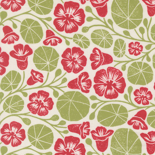 Garden Series Nasturtium Cream M332311 by Katharine Watson for Moda Fabrics (sold in 25cm increments)