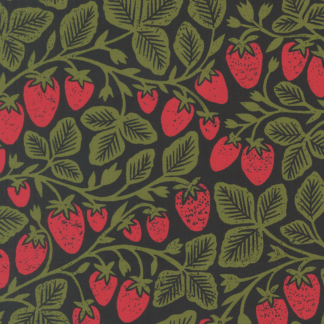 Garden Series Strawberry Black M332417 by Katharine Watson for Moda Fabrics (sold in 25cm increments)
