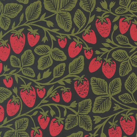 Garden Series Strawberry Black M332417 by Katharine Watson for Moda Fabrics (sold in 25cm increments)