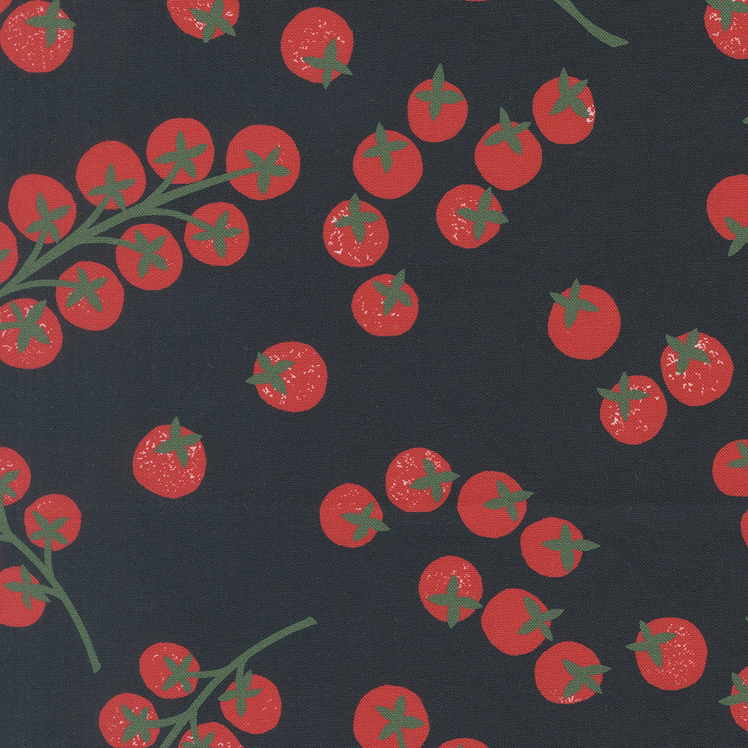 Garden Series Tomatoes Black M332717 by Katharine Watson for Moda Fabrics (sold in 25cm increments)