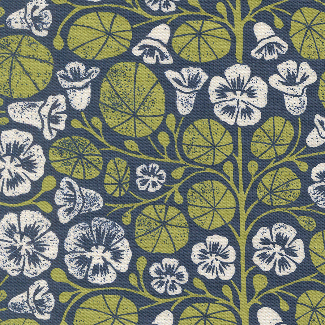 Garden Series Nasturtium Blue M332316 by Katharine Watson for Moda Fabrics (sold in 25cm increments)