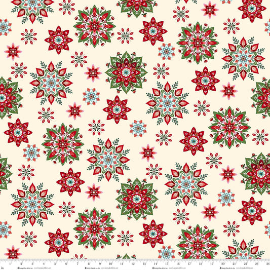 Scandinavian Holiday Cream Snowflake Toss 3452-44 by Mary Jane Carey for Henry Glass Fabrics (sold in 25cm increments)