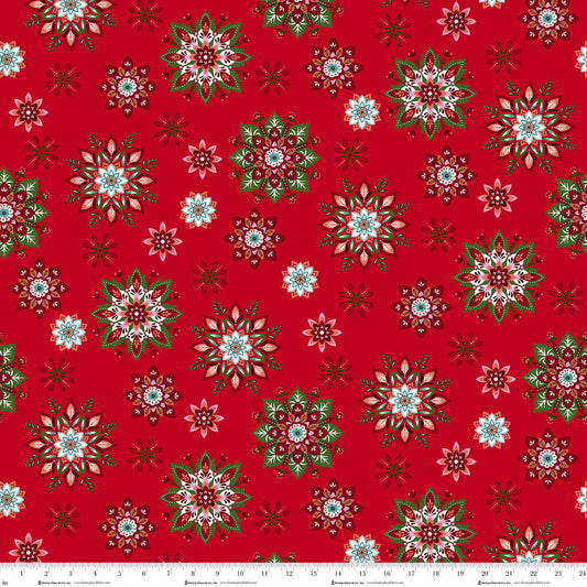 Scandinavian Holiday Red Snowflake Toss 3452-88 by Mary Jane Carey for Henry Glass Fabrics (sold in 25cm increments)