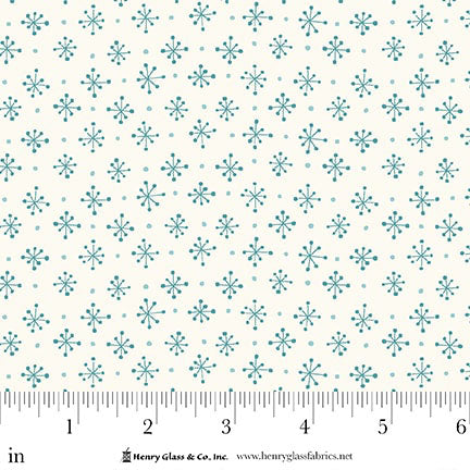 Scandinavian Holiday Cream Blue Mini Snowflakes 3454-47 by Mary Jane Carey for Henry Glass Fabrics (sold in 25cm increments)