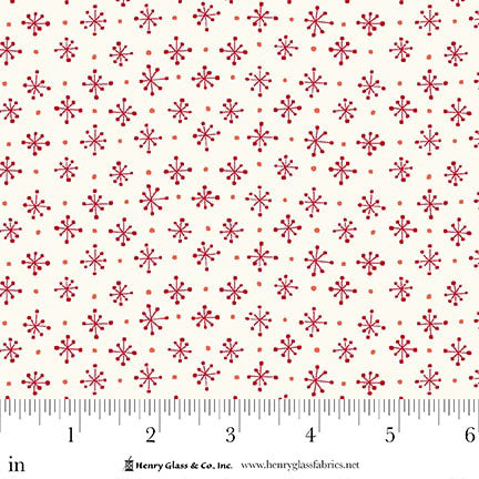 Scandinavian Holiday Cream Red Mini Snowflakes 3454-45 by Mary Jane Carey for Henry Glass Fabrics (sold in 25cm increments)