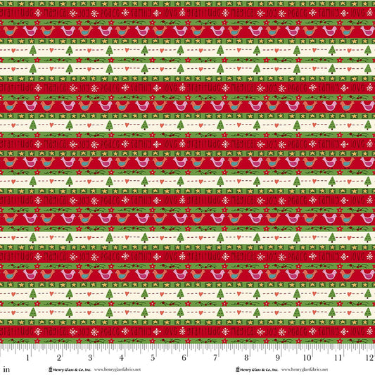 Scandinavian Holiday Red Folk Stripe 3455-88 by Mary Jane Carey for Henry Glass Fabrics (sold in 25cm increments)