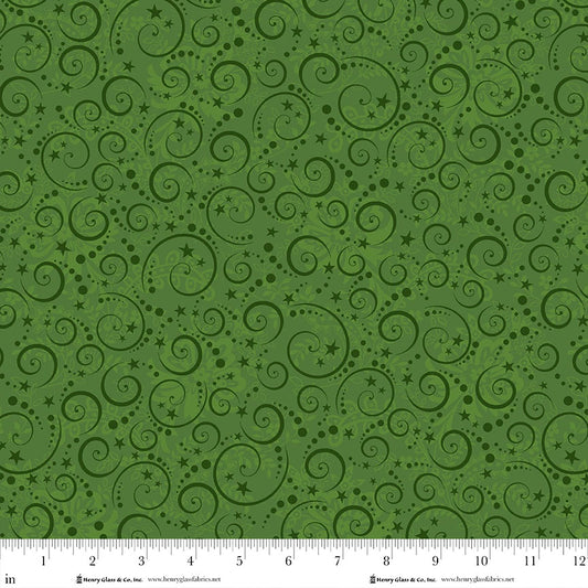 Scandinavian Holiday  Swirl Green3456-66 by Mary Jane Carey for Henry Glass Fabrics (sold in 25cm increments)