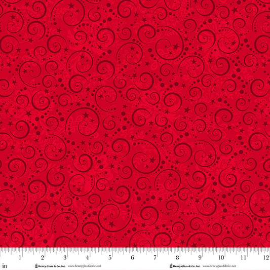 Scandinavian Holiday Swirl Red 3456-88 by Mary Jane Carey for Henry Glass Fabrics (sold in 25cm increments)