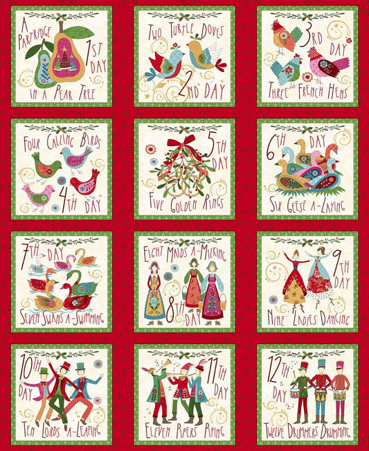 Scandinavian Holiday 12 Days Panel by Mary Jane Carey for Henry Glass Fabrics