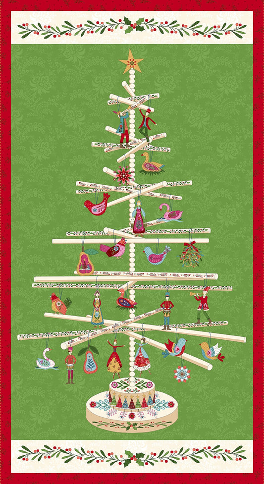 Scandinavian Holiday Tree Panel by Mary Jane Carey for Henry Glass Fabrics