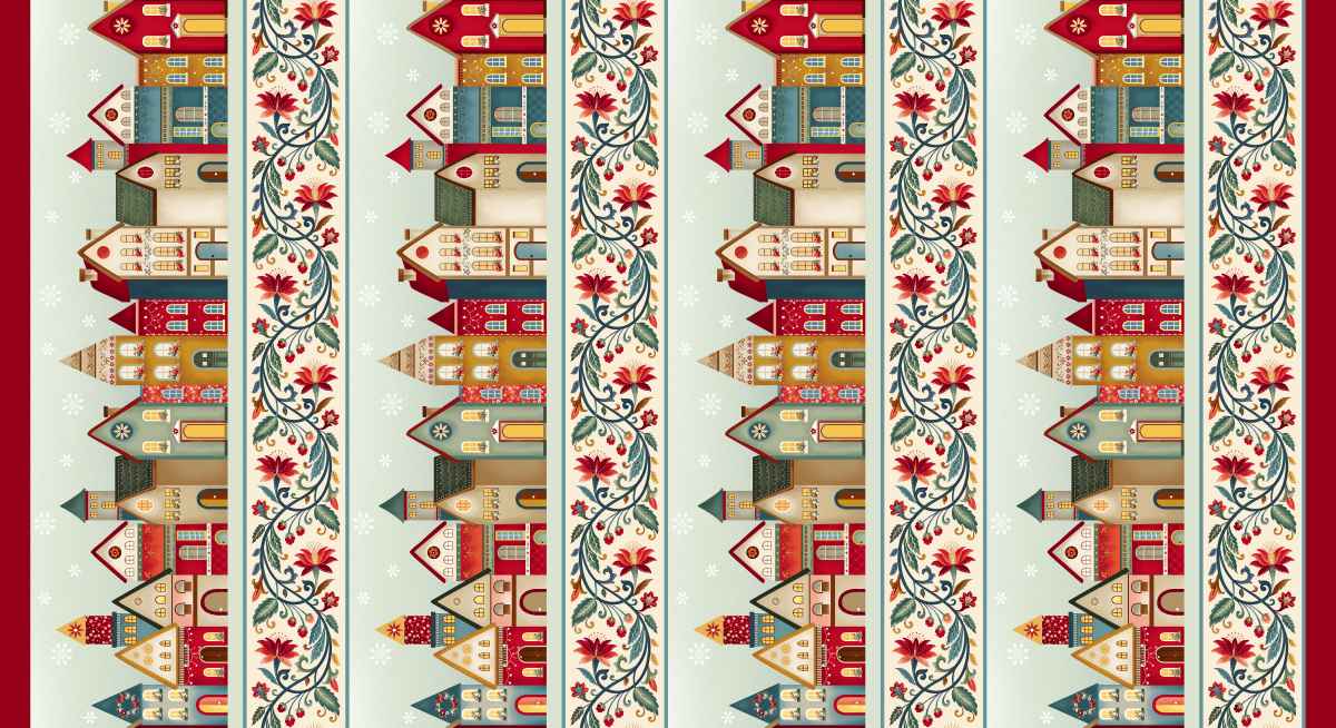 Nordic Holiday Village 3612-44 Border Stripe by Mary Jane Carey for Henry Glass Fabrics (sold in 25cm increments)