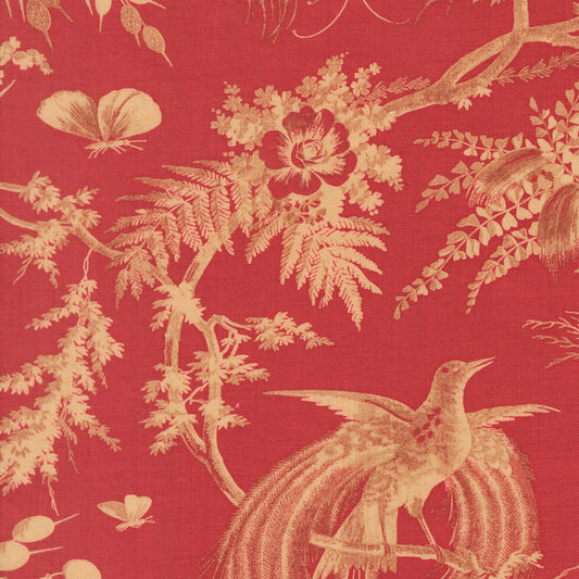 Le Jardin Rouge Marguerette Bird Rouge  M3615111 by French General for Moda Fabrics (Sold in 25cm increments)