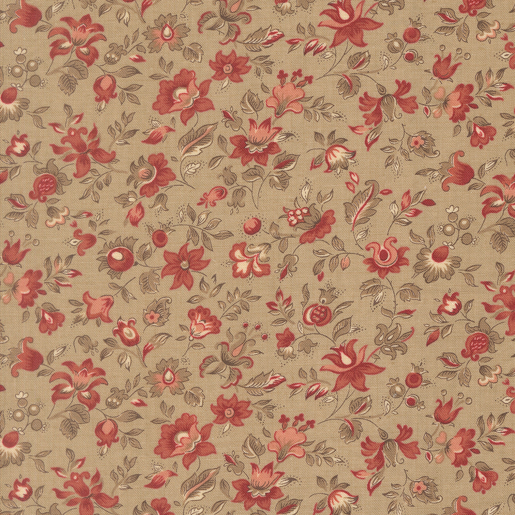 Le Jardin Rouge Clemenceau Floral Roche M3615413 by French General for Moda Fabrics (Sold in 25cm increments)