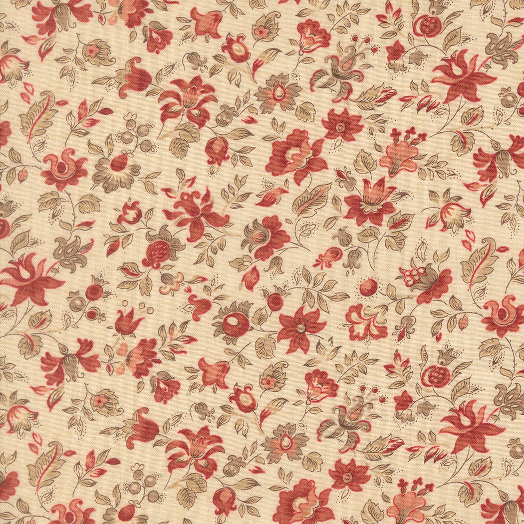 Le Jardin Rouge Clemenceau Floral Pearl M3615414 by French General for Moda Fabrics (Sold in 25cm increments)