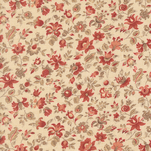 Le Jardin Rouge Clemenceau Floral Pearl M3615414 by French General for Moda Fabrics (Sold in 25cm increments)