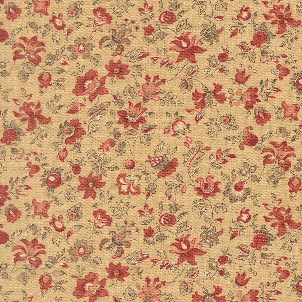 Le Jardin Rouge Clemenceau Floral Oyster M3615415 by French General for Moda Fabrics (Sold in 25cm increments)