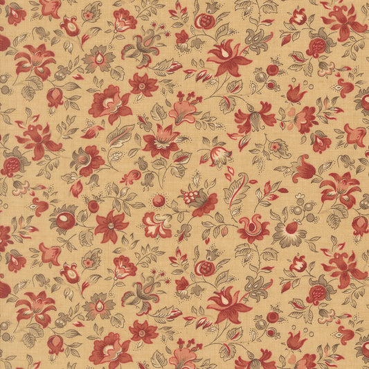 Le Jardin Rouge Clemenceau Floral Oyster M3615415 by French General for Moda Fabrics (Sold in 25cm increments)