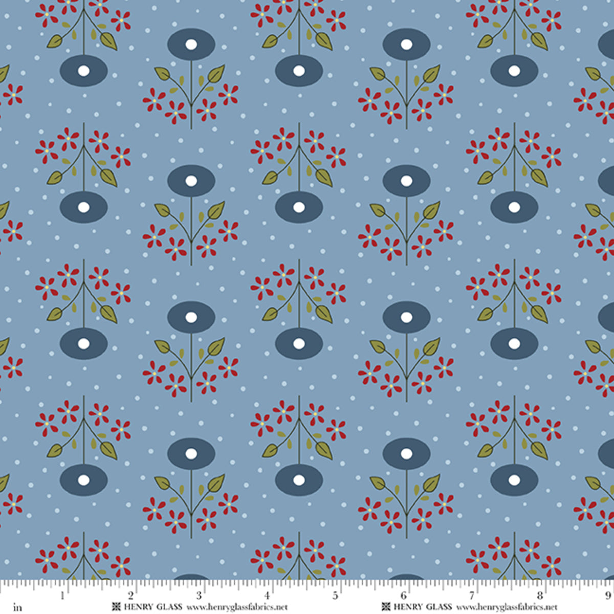 Wildflowers Cosmos Flowers Blue 3670-70 by Gail Pan for Henry Glass Fabrics (sold in 25cm increments)