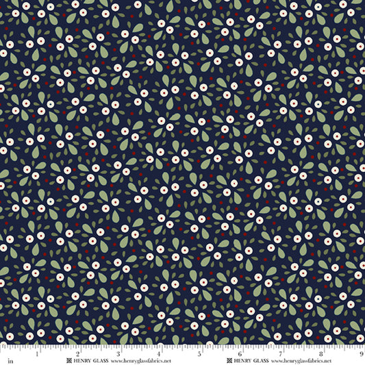 Wildflowers Forget Me Nots Navy 3671-77 by Gail Pan for Henry Glass Fabrics (sold in 25cm increments)