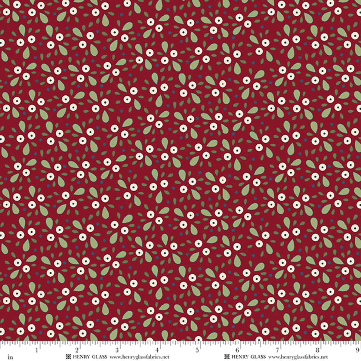 Wildflowers Forget Me Nots Red 3671-88 by Gail Pan for Henry Glass Fabrics (sold in 25cm increments)