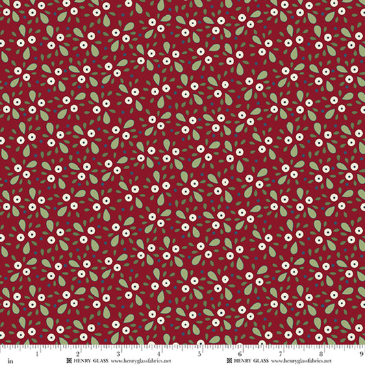 Wildflowers Forget Me Nots Red 3671-88 by Gail Pan for Henry Glass Fabrics (sold in 25cm increments)