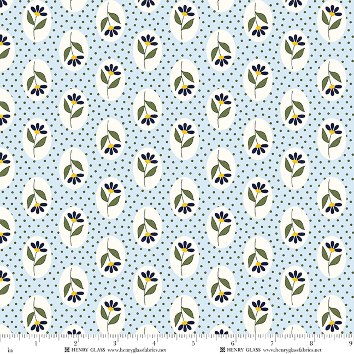 Wildflowers Cameo Floral Light Blue 3674-17 by Gail Pan for Henry Glass Fabrics (sold in 25cm increments)