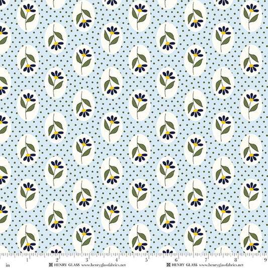 Wildflowers Cameo Floral Light Blue 3674-17 by Gail Pan for Henry Glass Fabrics (sold in 25cm increments)