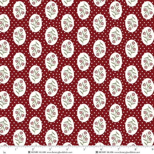 Wildflowers Cameo Floral Red 3674-88 by Gail Pan for Henry Glass Fabrics (sold in 25cm increments)